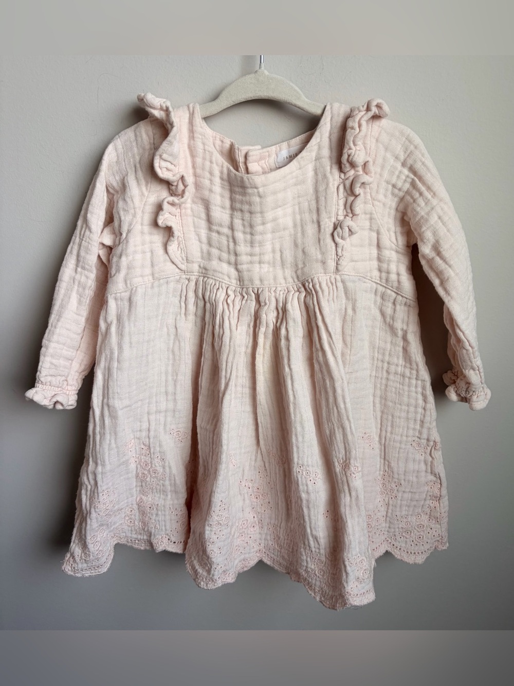 Jamie Kay Soft Pink Ruffle Long-Sleeve Baby Dress Top
